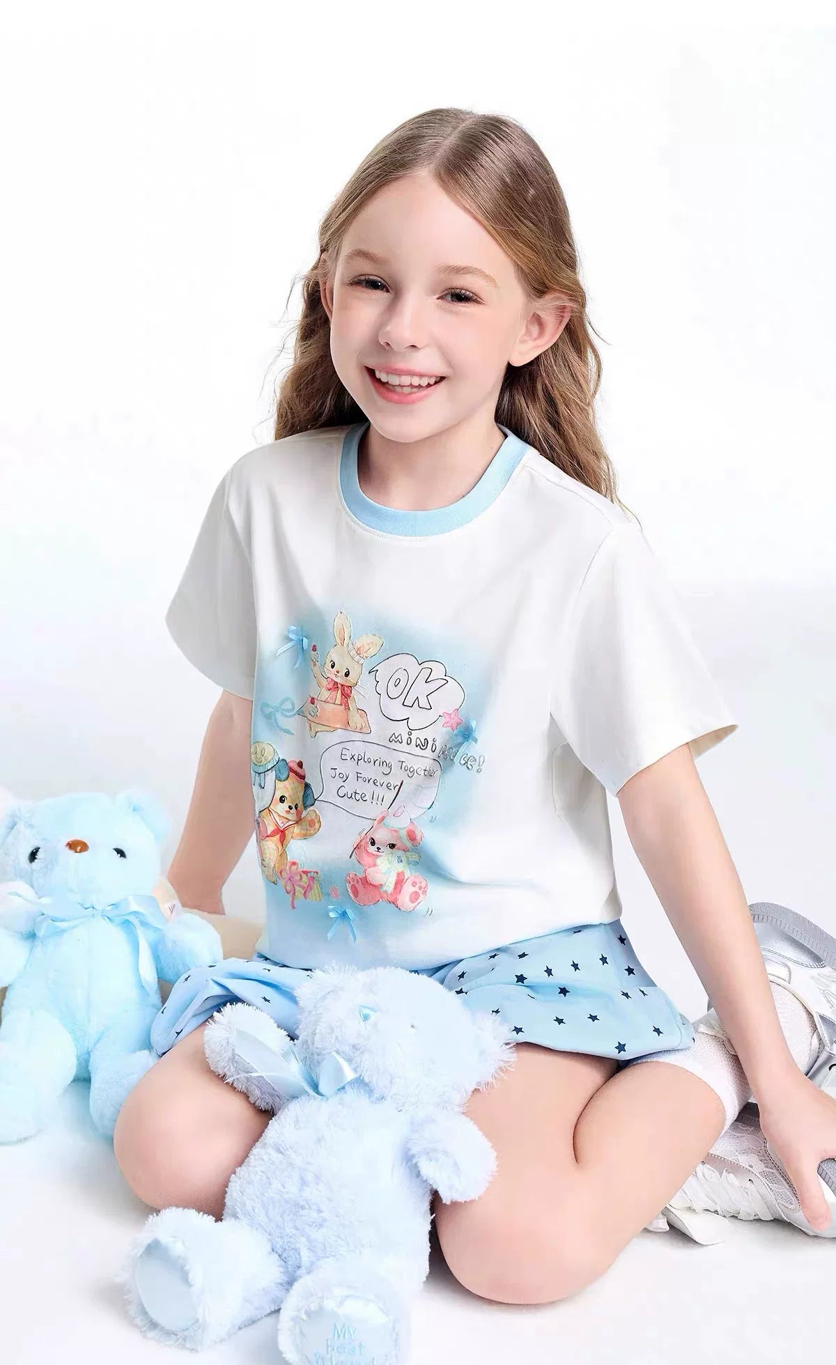 Ma 110 to 170 Girls' Summer Short sleeved T-shirt Summer New Children's Cartoon Collection Link