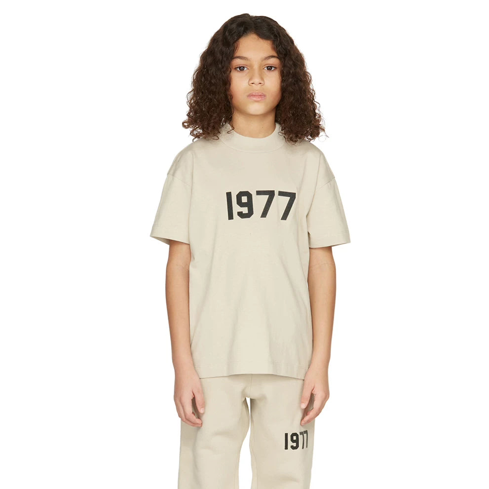 Essentials Children's Short sleeved T-shirt 1977 Printed Boys and Girls Summer Trendy Brand Children's Clothing Set Casual