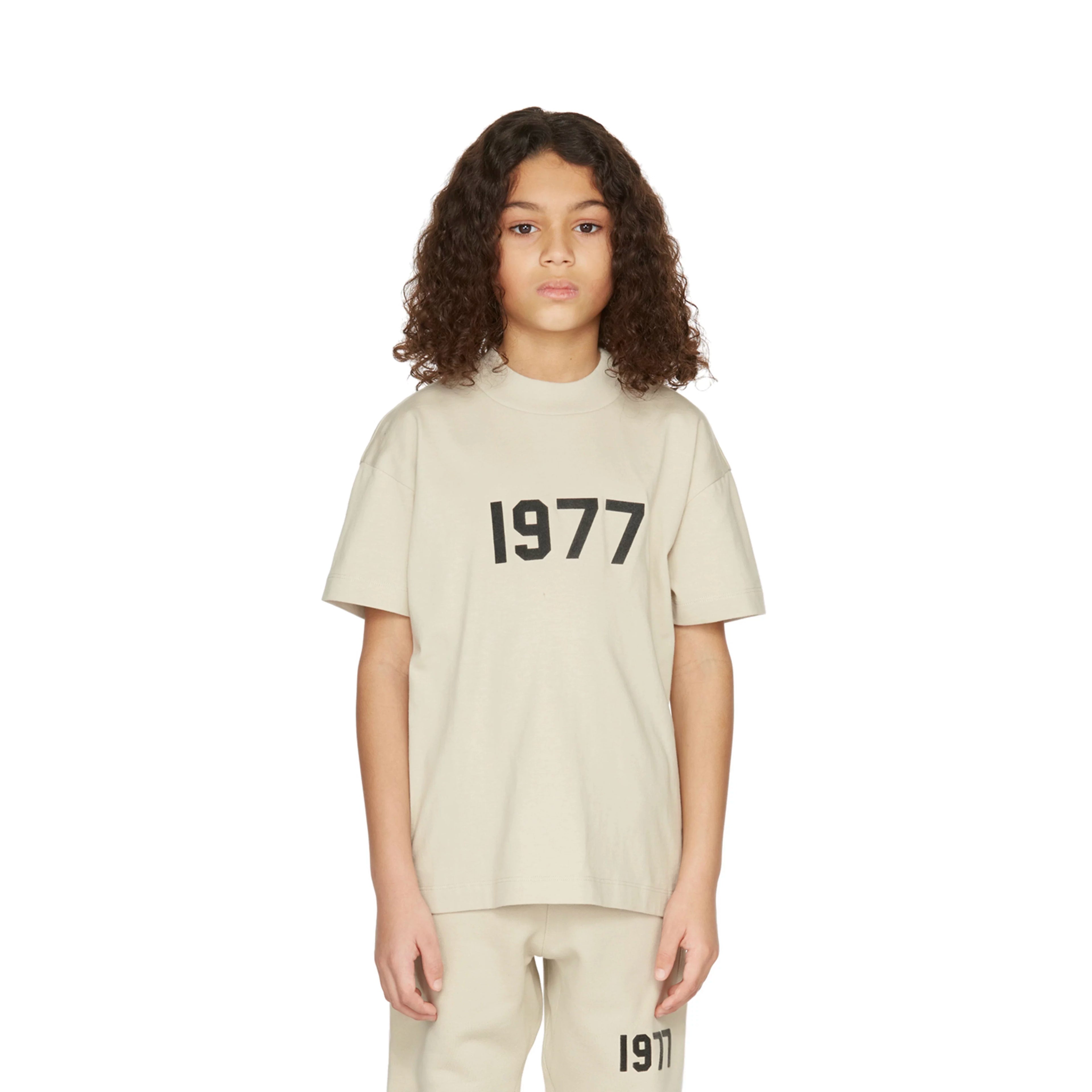 Essentials Children's Short sleeved T-shirt 1977 Printed Boys and Girls Summer Trendy Brand Children's Clothing Set Casual