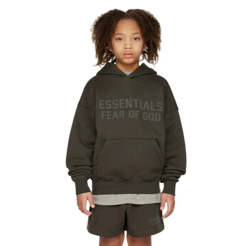 Essentials Children's Hoodie 24ss Haze Blue Tide Brand Loose Hooded and Velvet Set for Boys and Girls