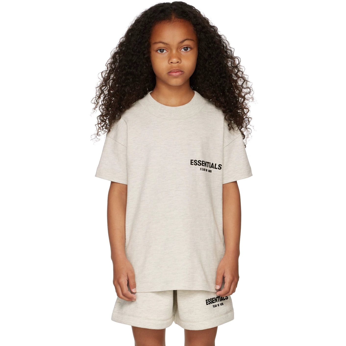 Essentials children's short-sleeved T-shirt 24ss shallow-skinned oatmeal boys and girls summer trendy children's clothing set casual