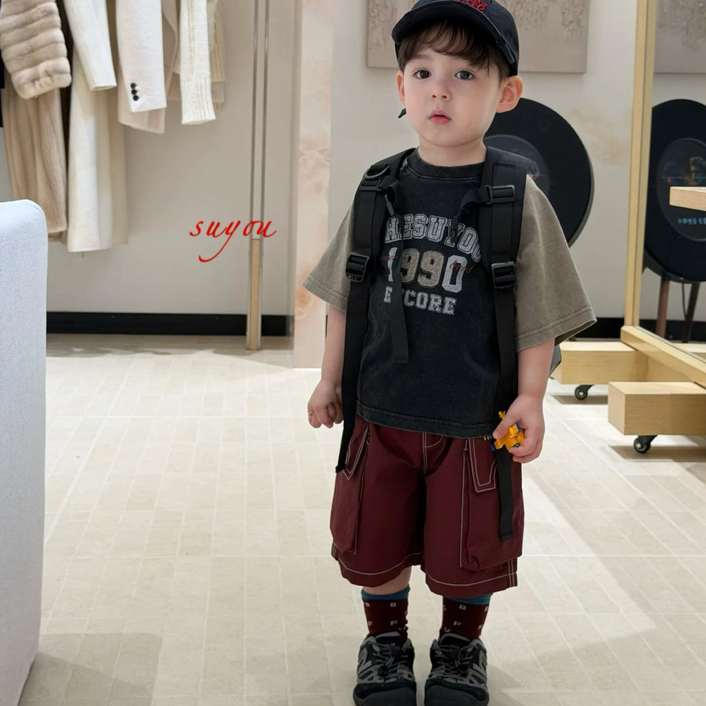 SuYou 2026 Summer New Boys' Cartoon Digital Printed Short sleeved T-shirt with Western Style Loose Fashion Top and Shorts