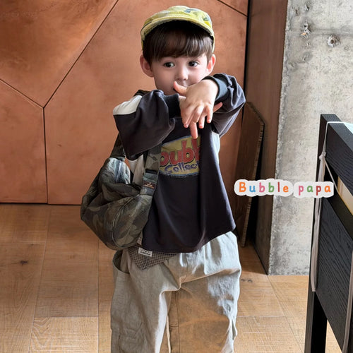 26 Autumn style children's clothing, boys' and children's American casual loose letter printed long sleeved T-shirt, Korean version workwear casual pants