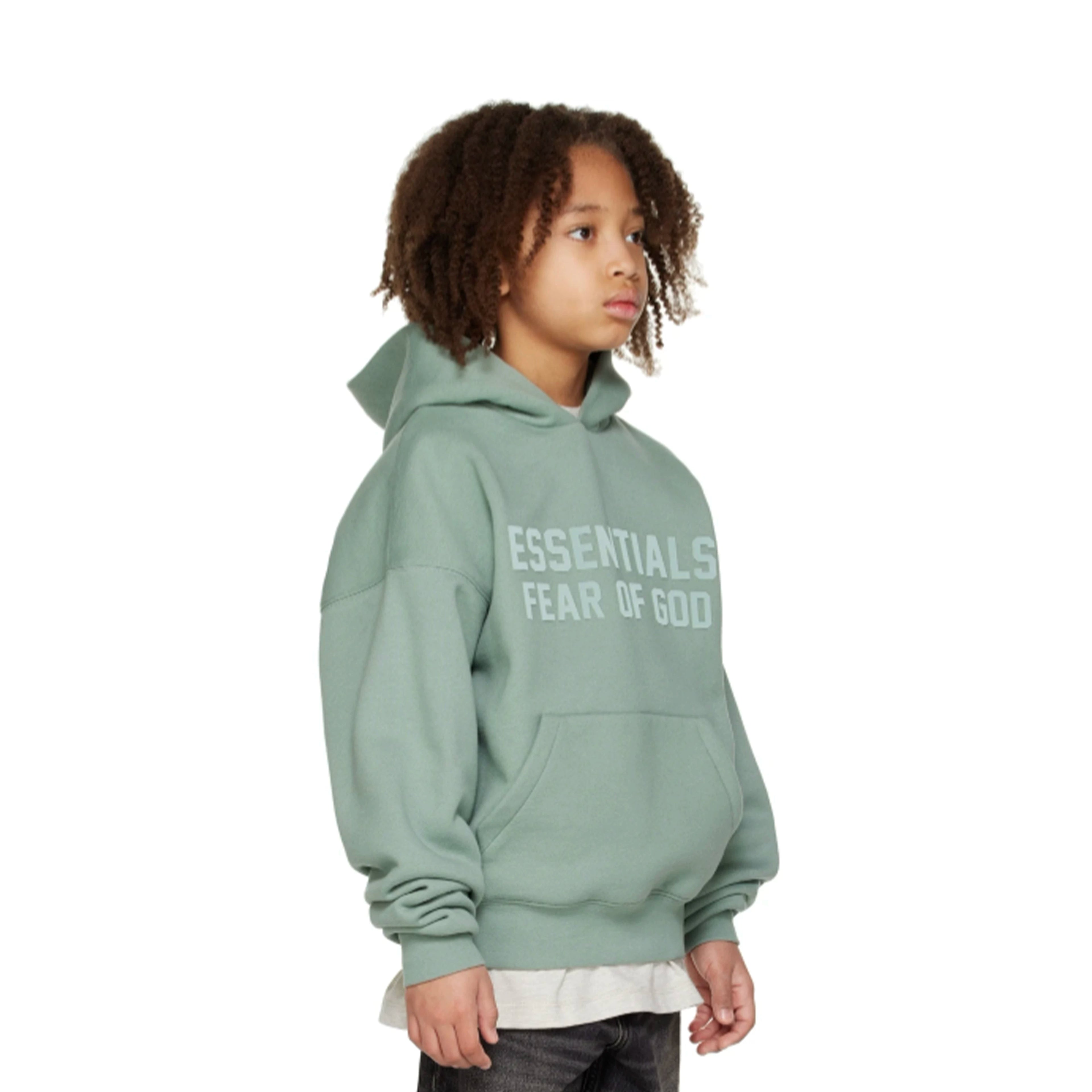 Essentials Children's Hoodie 24ss Haze Blue Tide Brand Loose Hooded and Velvet Set for Boys and Girls