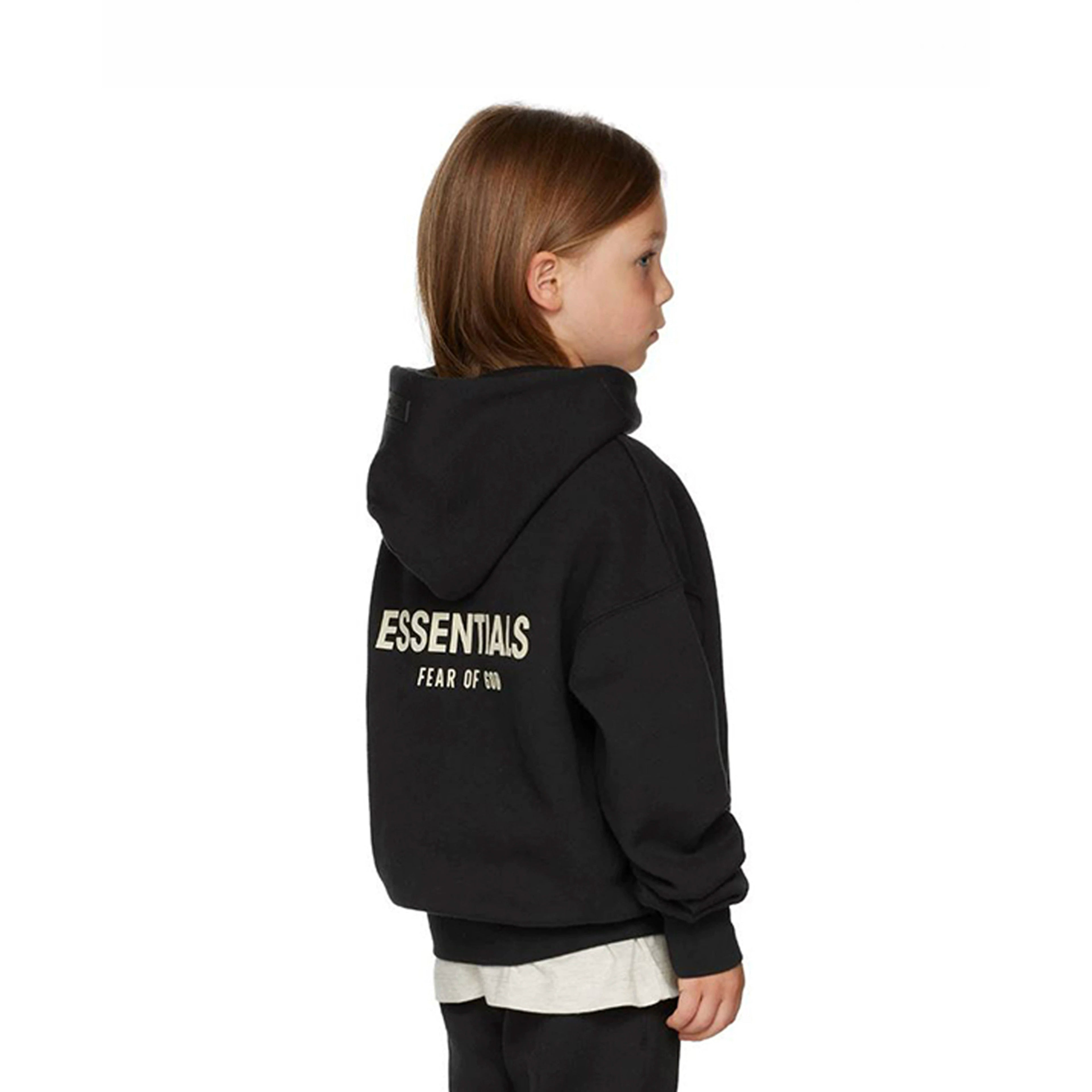 Essentials Children's Hoodie 24ss Oat Color Trendy Brand Men's and Women's Loose Hooded and Velvet Set