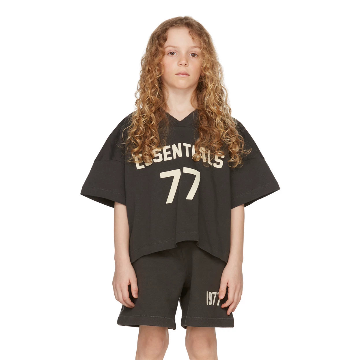 Essentials Children's Short sleeved T-shirt 77 Printed Summer Trendy Brand Children's Clothing Set for Boys and Girls