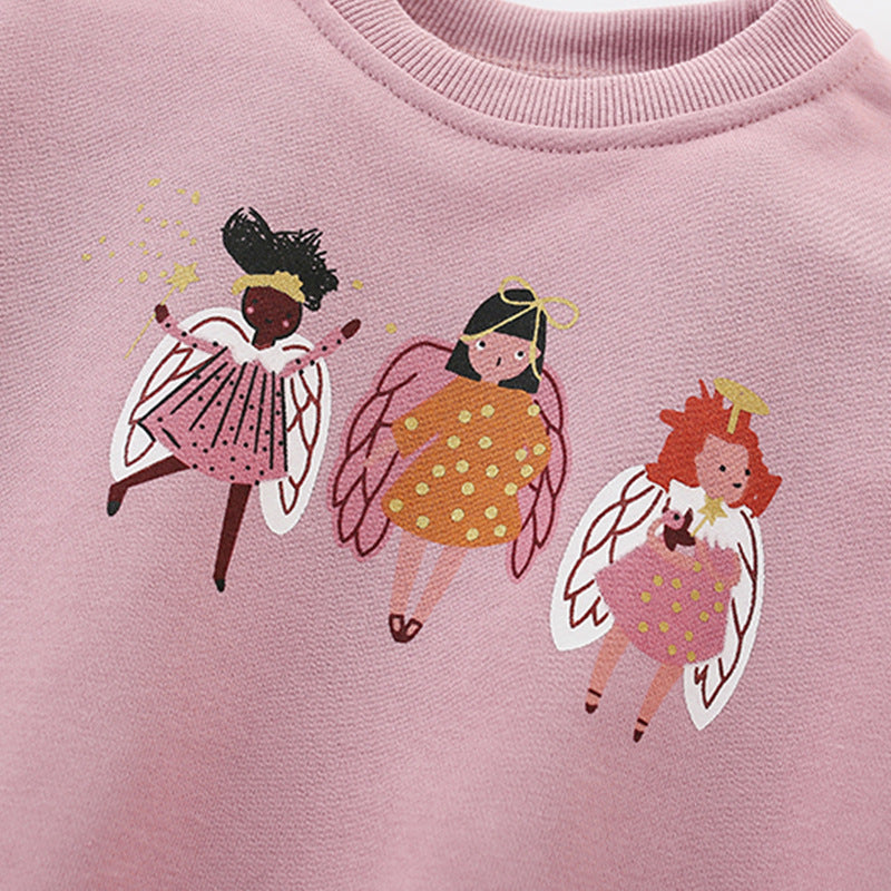 Cross border Malwee girls' hoodie autumn and winter new item European and American children's round neck long sleeved base shirt, stylish children's clothing
