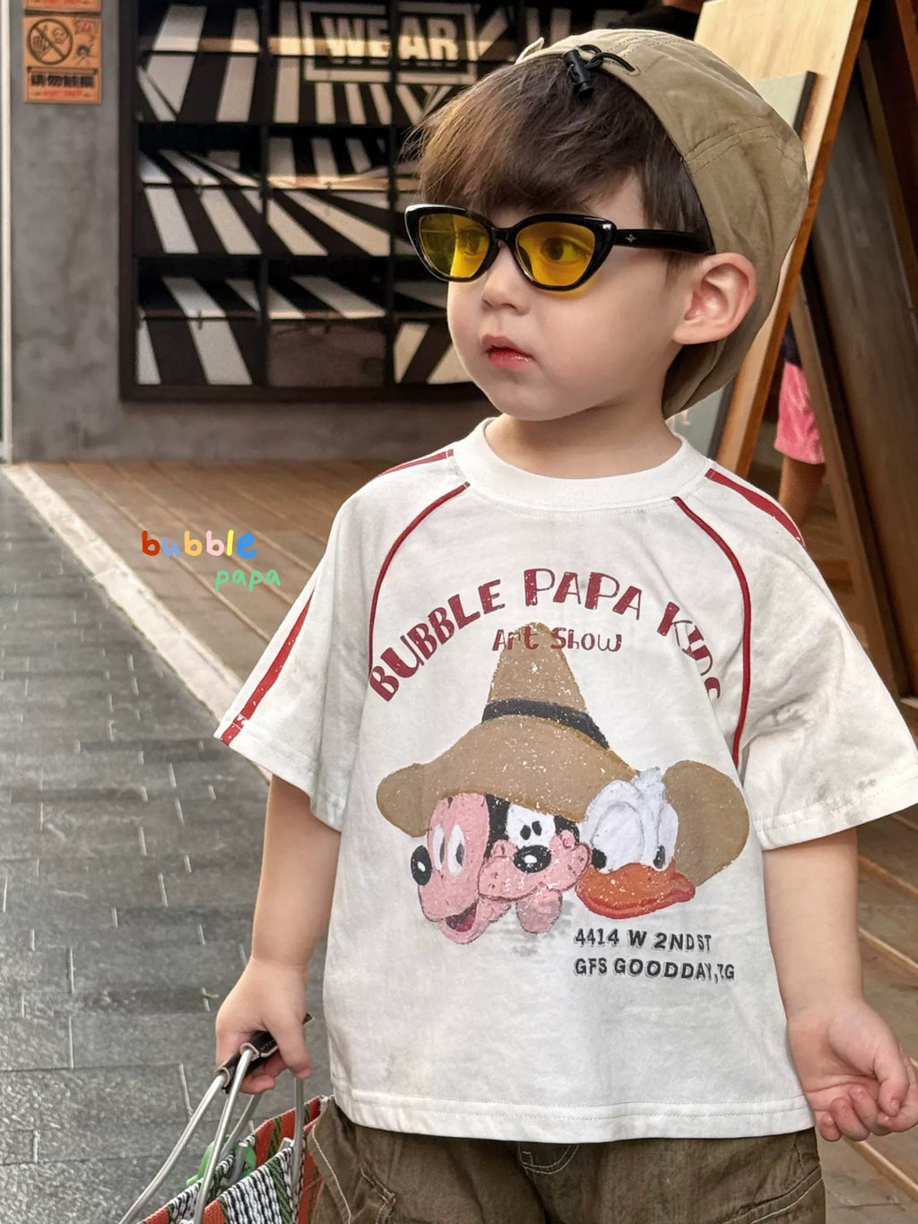2026 summer new children's clothing half sleeved Korean style children's cartoon printed short sleeved T-shirt color blocked casual shorts