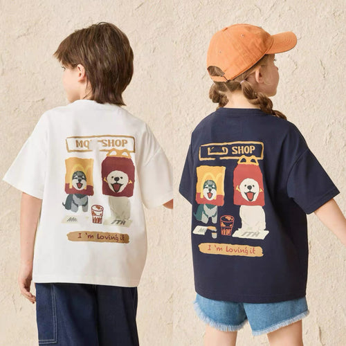120-170 boys and girls can wear unisex summer new children's sports short sleeved T-shirt without tags