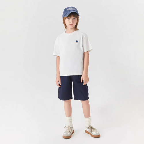 Authentic children's clothing from Majia, boys' short sleeved T-shirt, 2025 summer style, children's white T-shirt, cool, labeled, no tag