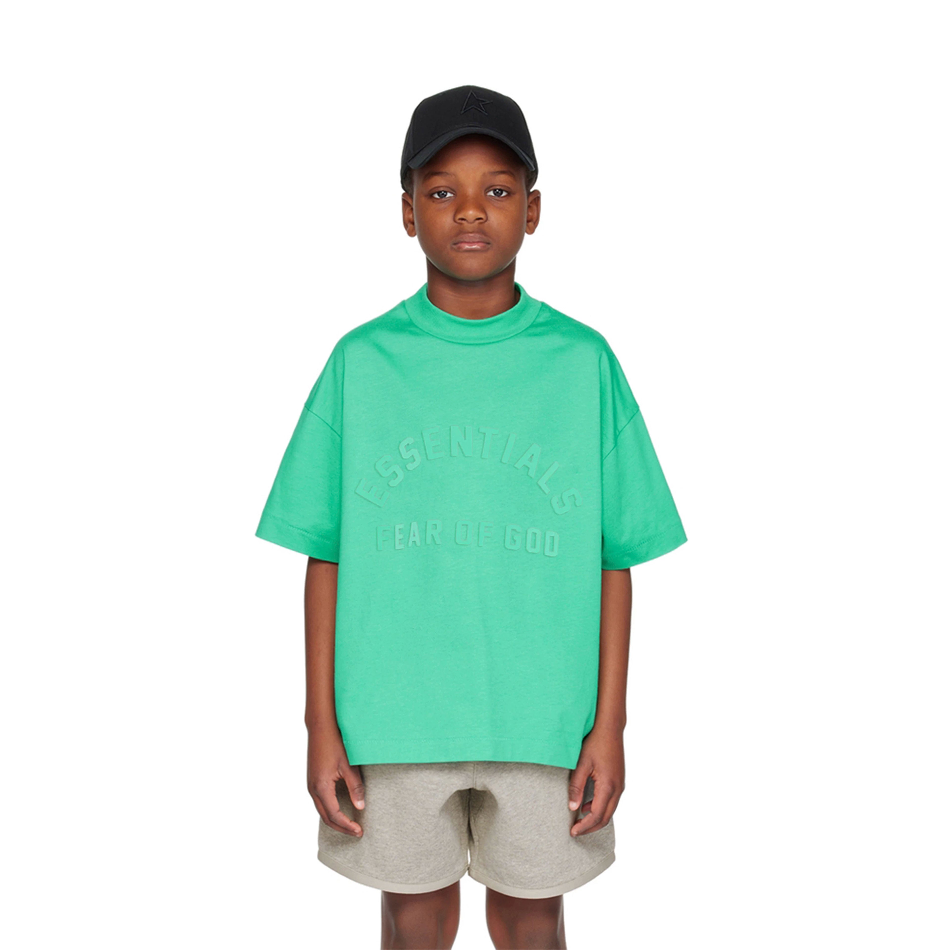 Essentials Children's Short sleeved T-shirt 24ss Curved Word Boys and Girls Summer Trendy Brand Children's Clothing Set Casual Versatile