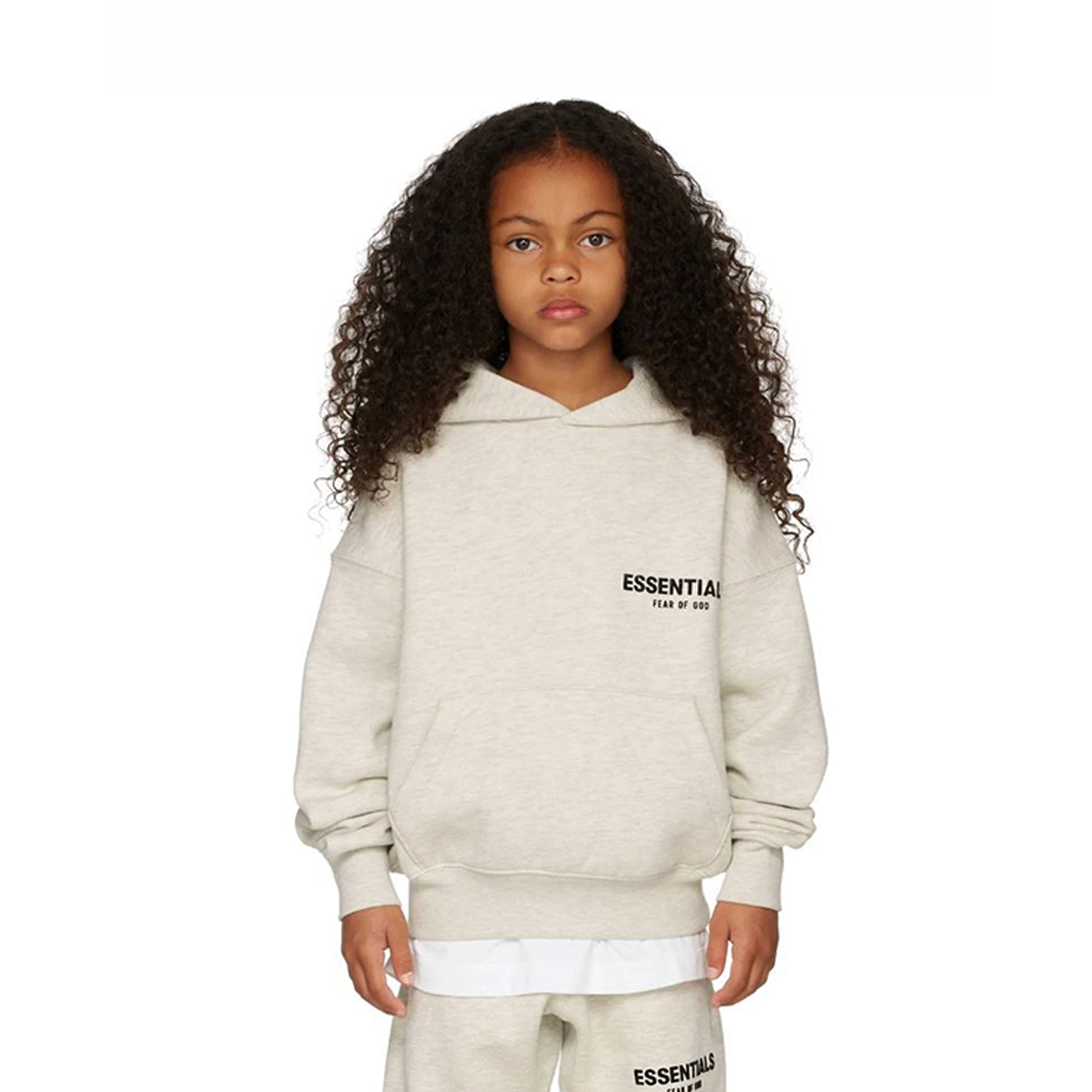Essentials Children's Hoodie 24ss Oat Color Trendy Brand Men's and Women's Loose Hooded and Velvet Set