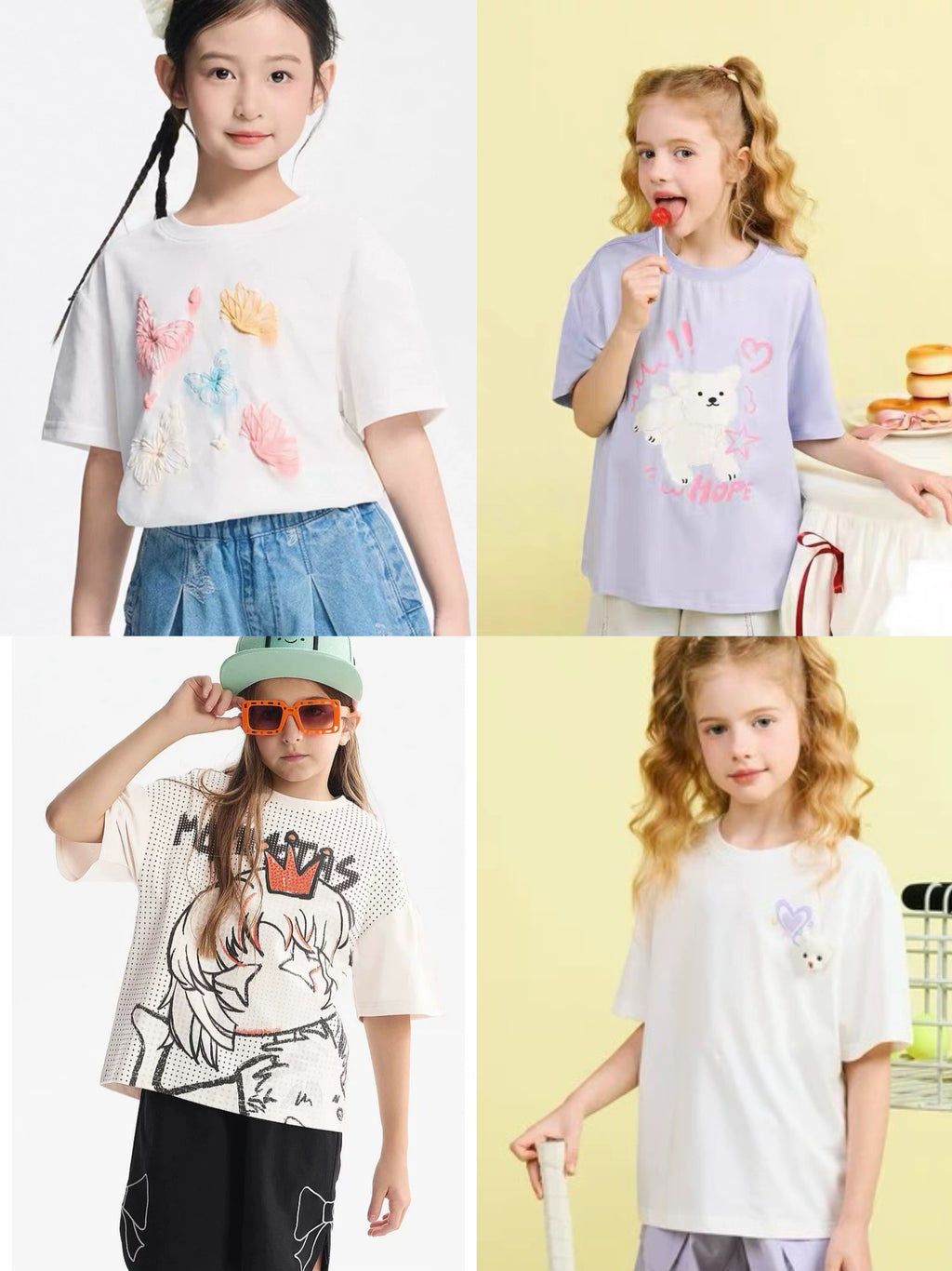 Ma 110 to 170 Girls' Summer Short sleeved T-shirt Summer New Children's Cartoon Collection Link