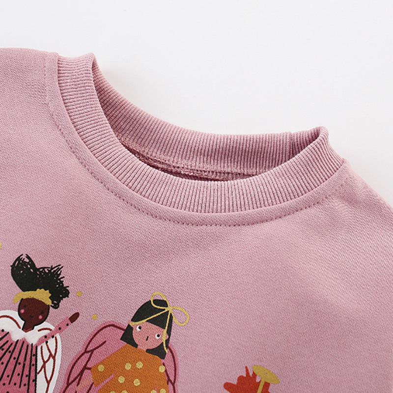 Cross border Malwee girls' hoodie autumn and winter new item European and American children's round neck long sleeved base shirt, stylish children's clothing