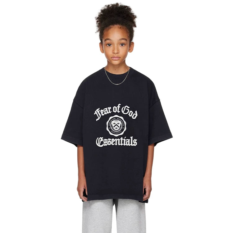 Essentials Children's Short Sleeve 25ss Series Holiday Men's and Women's T-shirts Summer Trendy Brand Children's Clothing Set