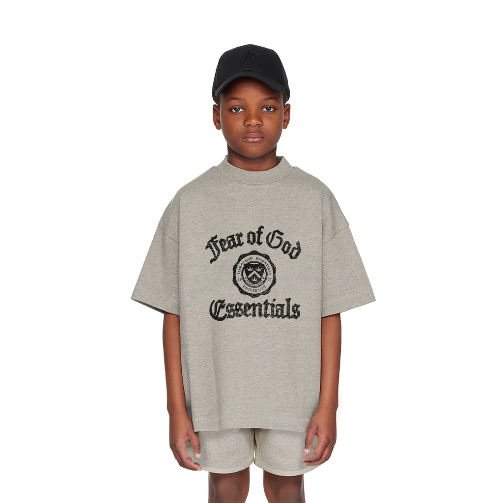 Essentials Children's Short Sleeve 25ss Series Holiday Men's and Women's T-shirts Summer Trendy Brand Children's Clothing Set