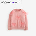 Cross border Malwee girls' hoodie autumn and winter new item European and American children's round neck T-shirt long sleeved base sweater pullover