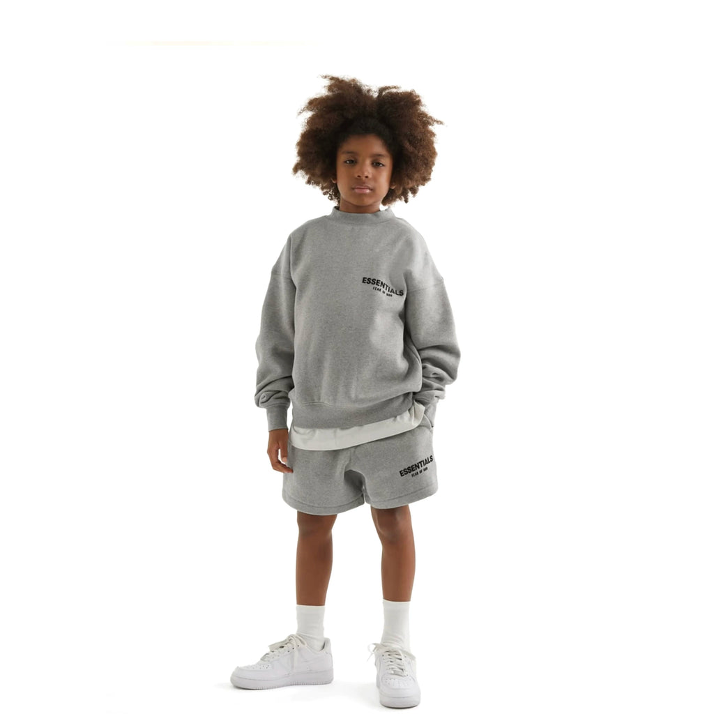 Essentials Children's Round Neck Hoodie 24ss Oat Color Trendy Brand Men's and Women's Loose Round Neck Fleece Set