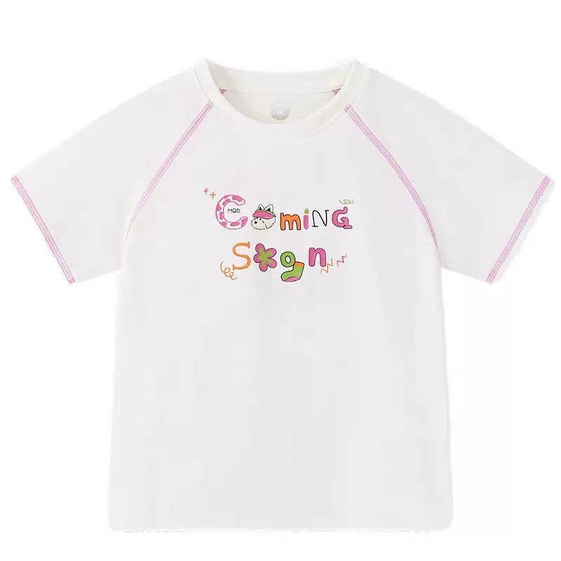 Ma 110 to 170 Girls' Summer Short sleeved T-shirt Summer New Children's Cartoon Collection Link