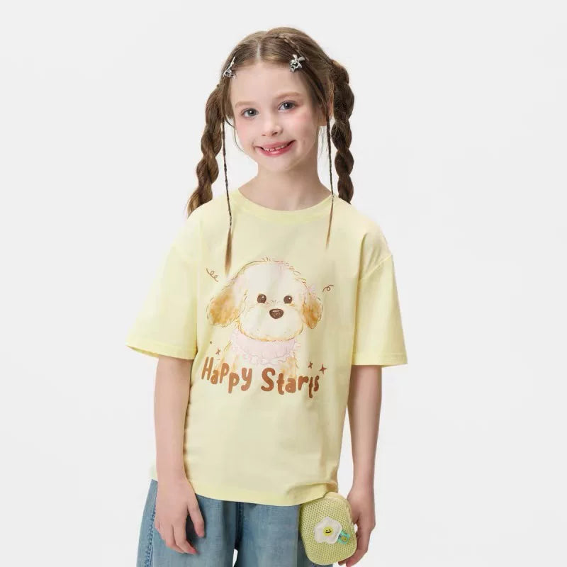 Ma 110 to 170 Girls' Summer Short sleeved T-shirt Summer New Children's Cartoon Collection Link