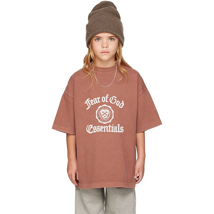 Essentials Children's Short Sleeve 25ss Series Holiday Men's and Women's T-shirts Summer Trendy Brand Children's Clothing Set
