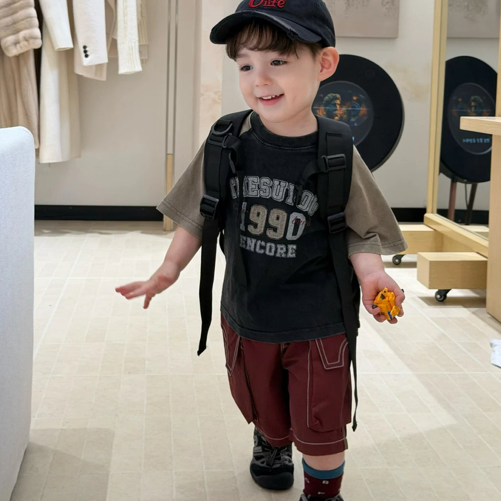 SuYou 2026 Summer New Boys' Cartoon Digital Printed Short sleeved T-shirt with Western Style Loose Fashion Top and Shorts