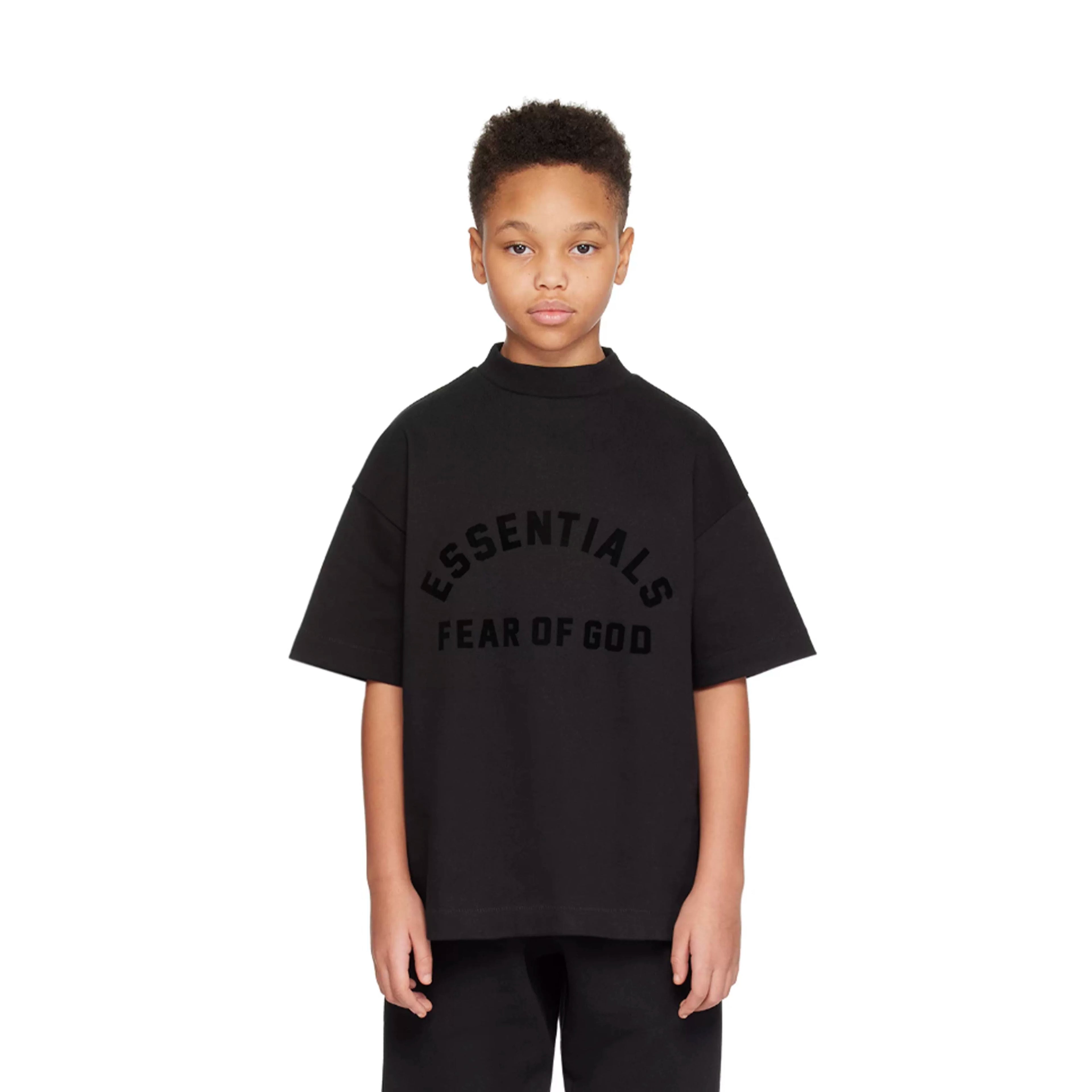 Essentials Children's Short sleeved T-shirt 24ss Curved Word Boys and Girls Summer Trendy Brand Children's Clothing Set Casual Versatile