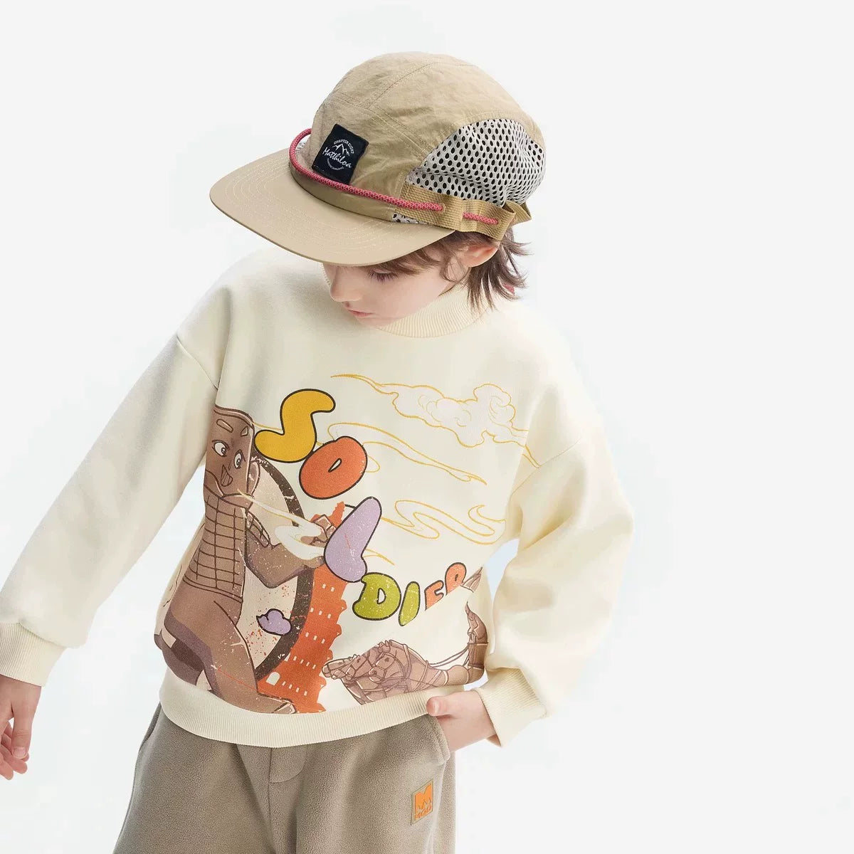 Ma Family Boys' and Girls' Hoodies 25 Autumn College Trend Cool Shake Fleece Casual Cartoon Top (No Tag)