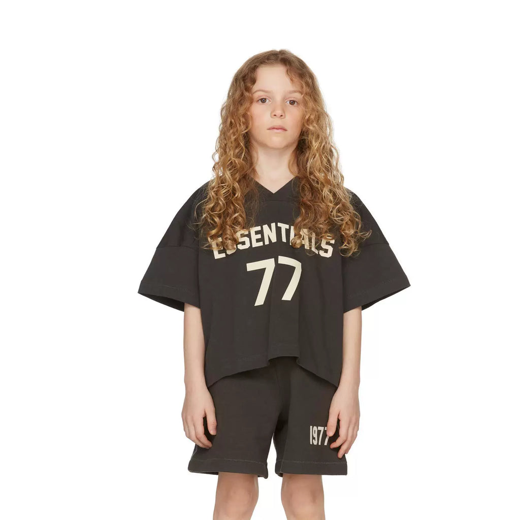 Essentials Children's Short sleeved T-shirt 77 Printed Summer Trendy Brand Children's Clothing Set for Boys and Girls