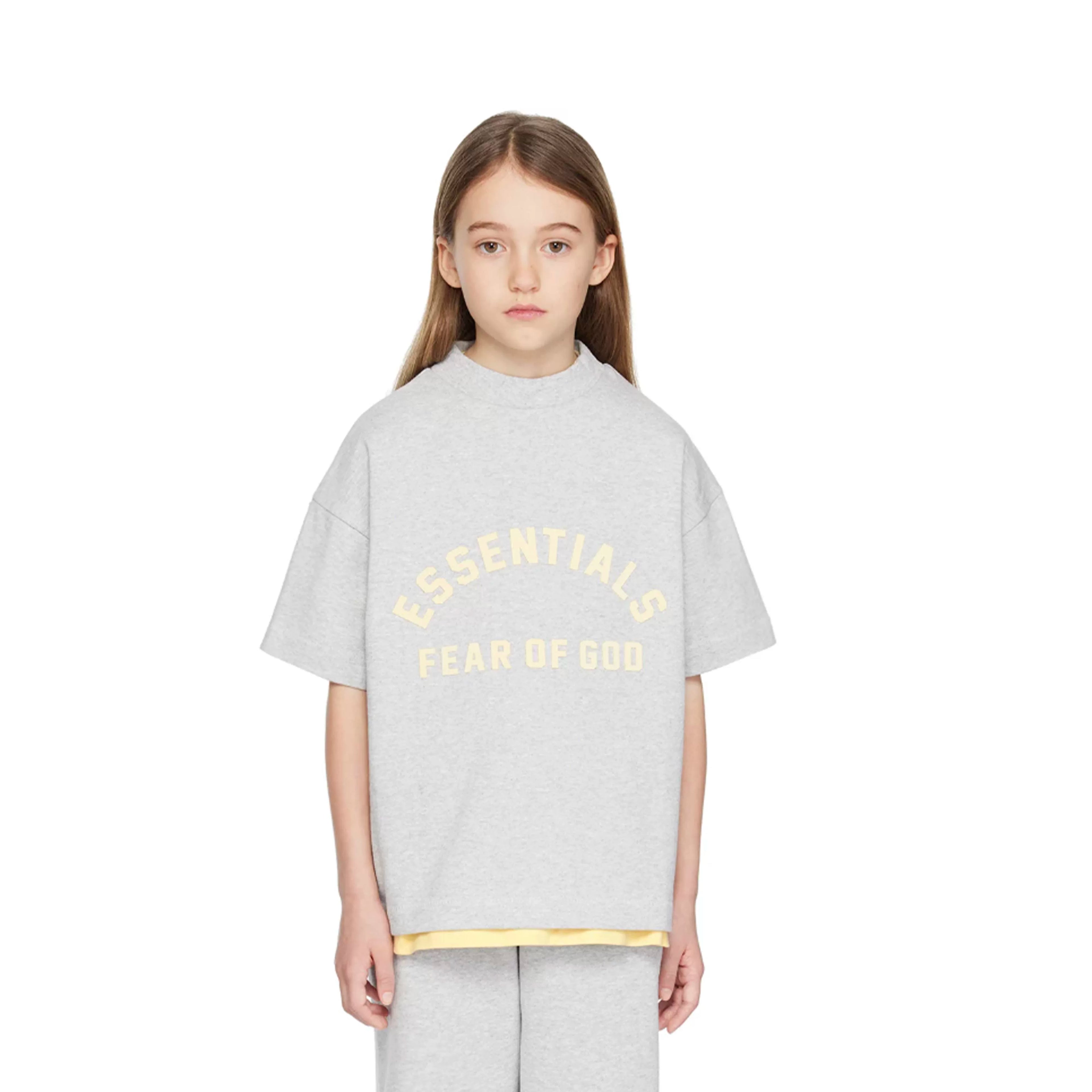 Essentials Children's Short sleeved T-shirt 24ss Curved Word Boys and Girls Summer Trendy Brand Children's Clothing Set Casual Versatile