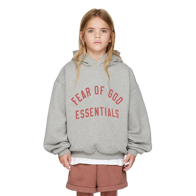 Essentials Children's Hoodie 24ss Front Arched Word Trendy Brand Boys and Girls Wide Loose Hooded Fleece