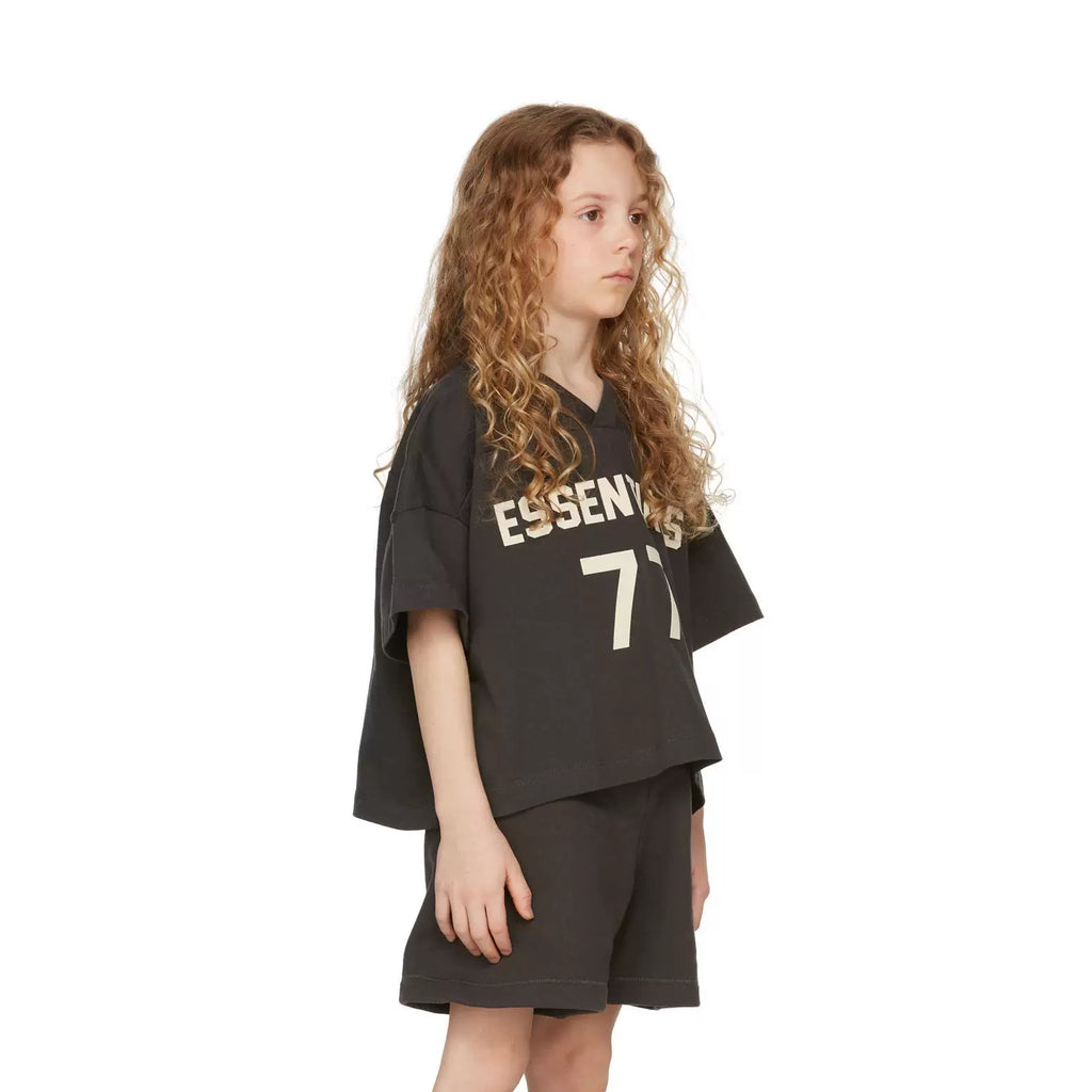 Essentials Children's Short sleeved T-shirt 77 Printed Summer Trendy Brand Children's Clothing Set for Boys and Girls