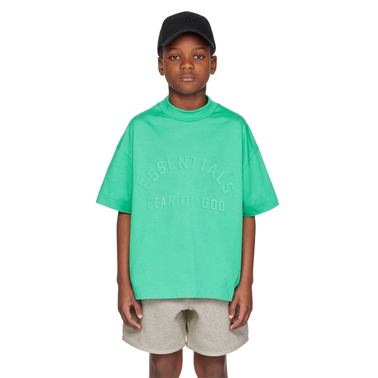 Essentials Children's Short sleeved T-shirt 24ss Curved Word Boys and Girls Summer Trendy Brand Children's Clothing Set Casual Versatile