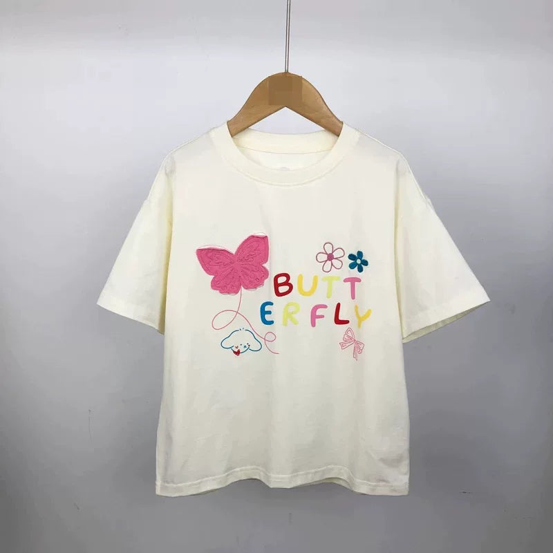 Ma 110 to 170 Girls' Summer Short sleeved T-shirt Summer New Children's Cartoon Collection Link