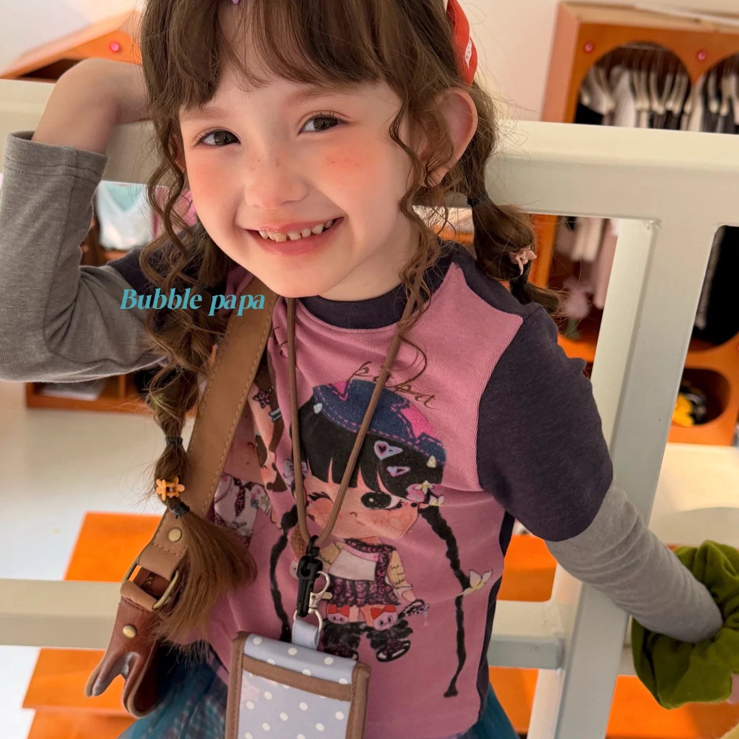 2026 Autumn New Cartoon Printed Splicing Fake Two piece Long sleeved T-shirt for Girls and Children Korean Checkered Casual Pants