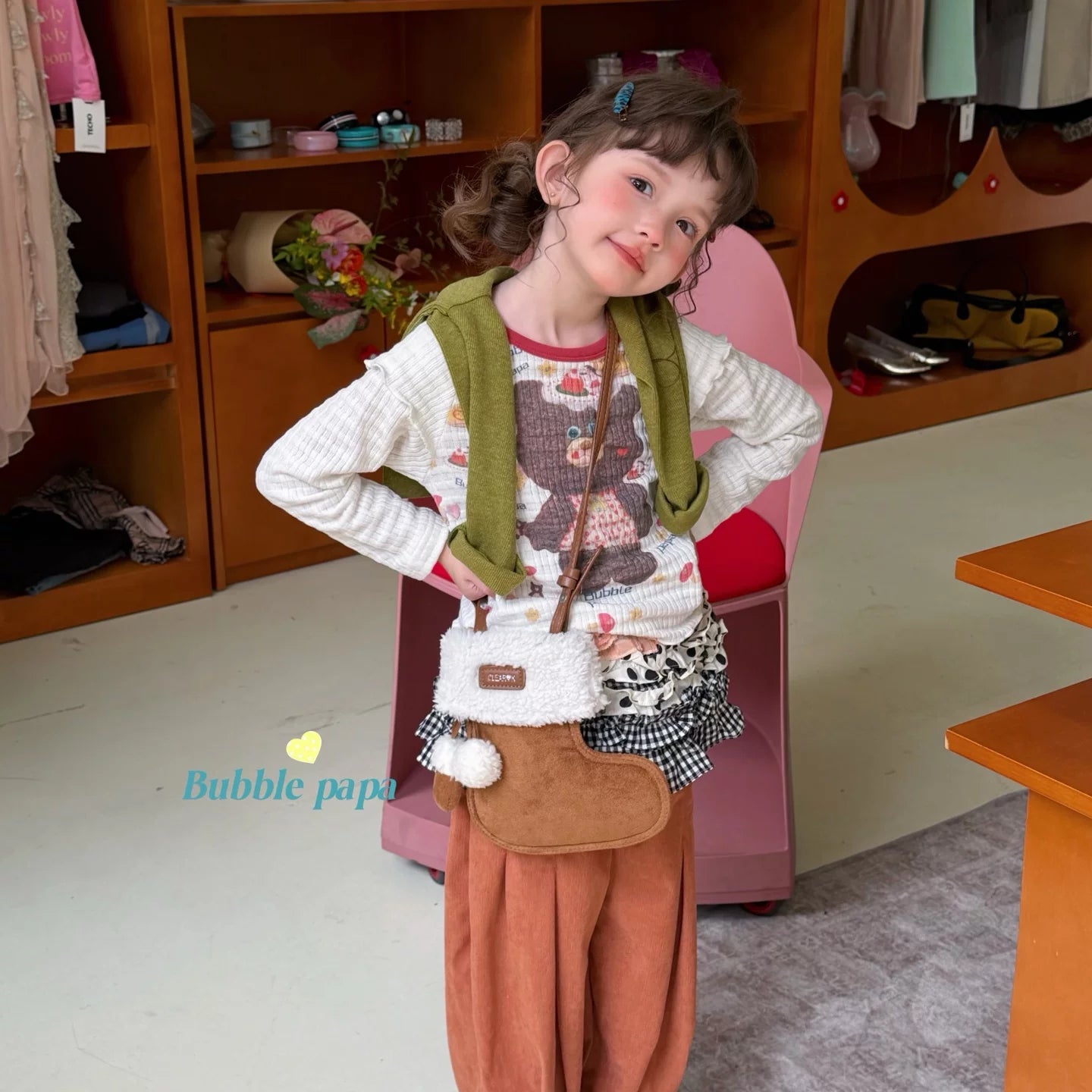 2026 Autumn Collection Girls' and Children's Dopamine Sweet and Cute Printed Fake Two piece Long sleeved T-shirt Korean Edition Casual Pants
