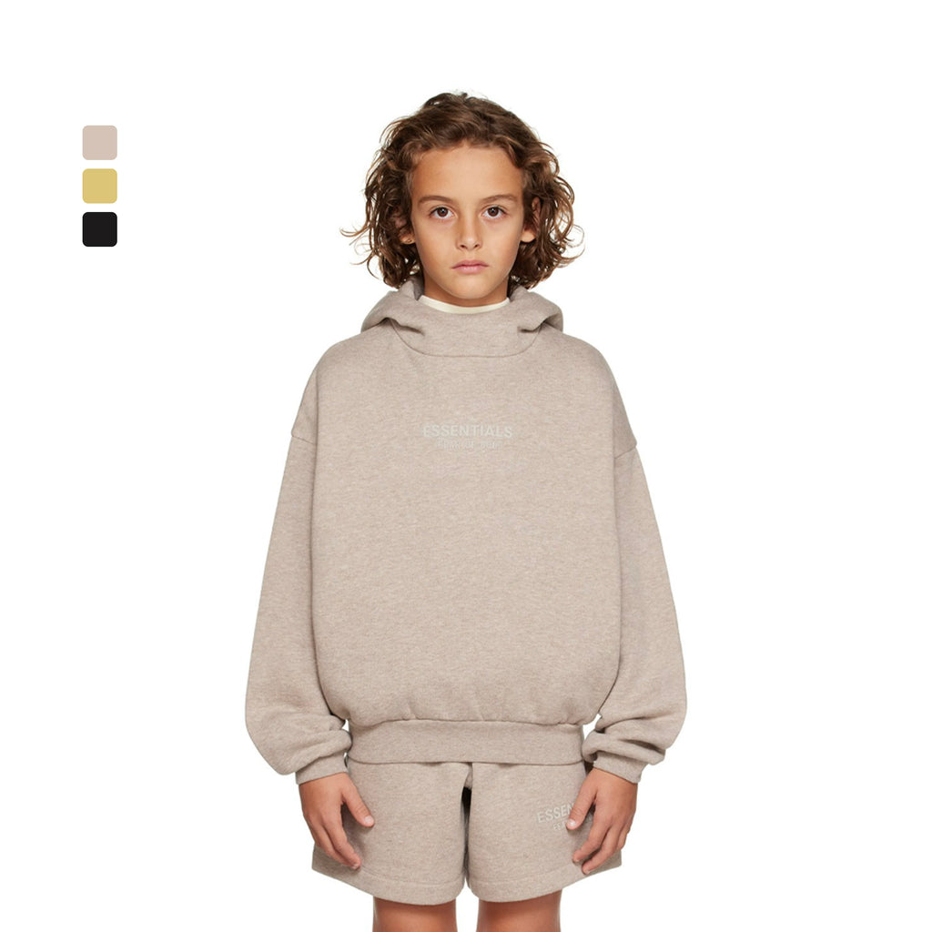 Essentials Children's Hoodie 24ss Front Small Font Trendy Brand Boys and Girls Wide Loose Hoodie with Velvet Set