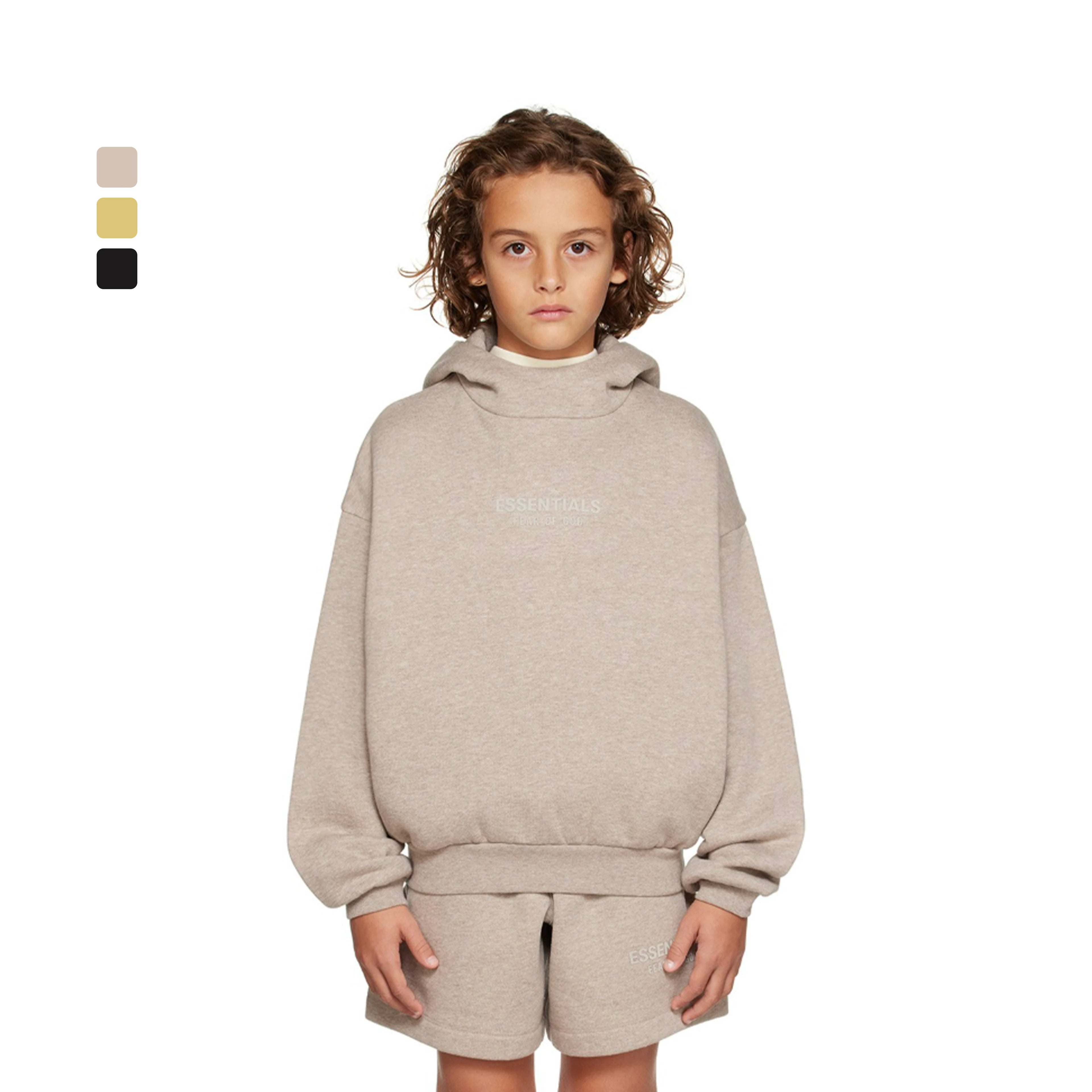 Essentials Children's Hoodie 24ss Front Small Font Trendy Brand Boys and Girls Wide Loose Hoodie with Velvet Set