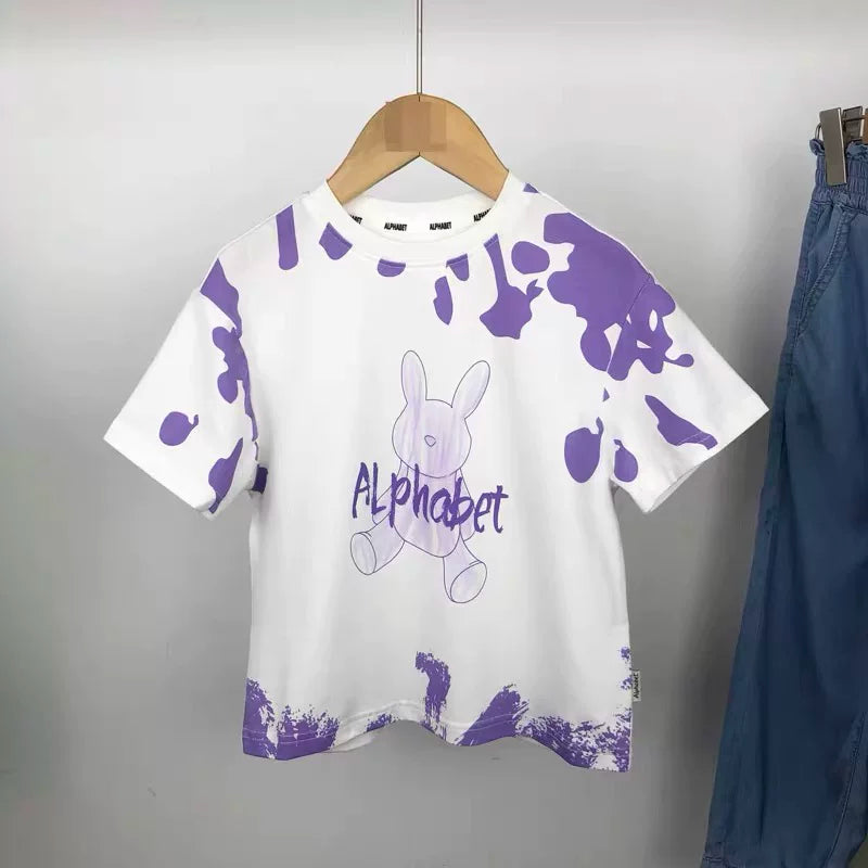 Ma 110 to 170 Girls' Summer Short sleeved T-shirt Summer New Children's Cartoon Collection Link