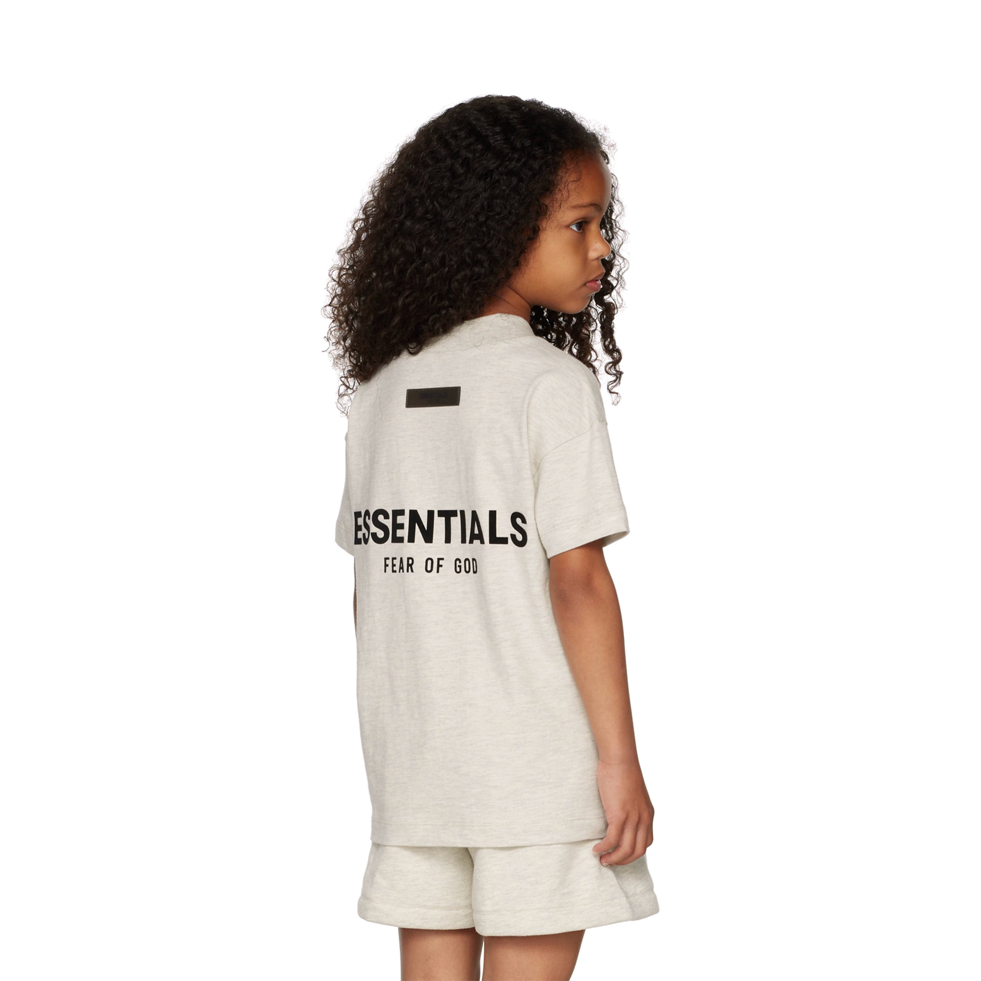 Essentials children's short-sleeved T-shirt 24ss shallow-skinned oatmeal boys and girls summer trendy children's clothing set casual