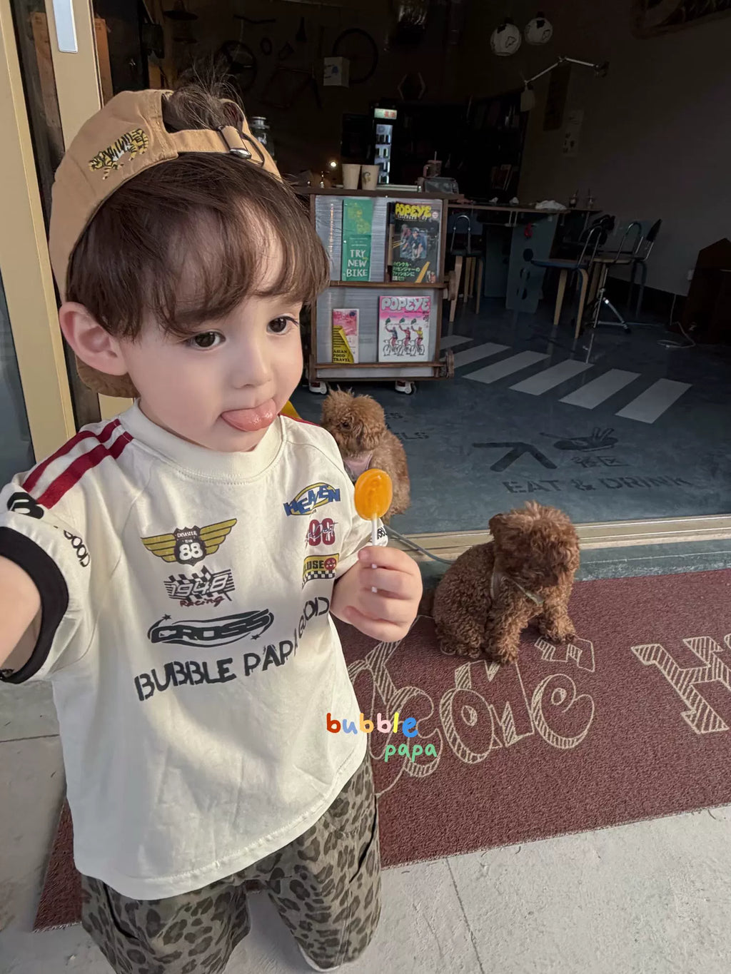 2026 Summer New Boys' and Children's Motorcycle Letter Printed Straight Short sleeved T-shirt Korean Edition Leopard Pattern Casual Shorts