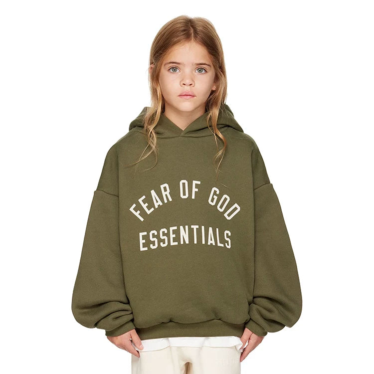 Essentials Children's Hoodie 24ss Front Arched Word Trendy Brand Boys and Girls Wide Loose Hooded Fleece