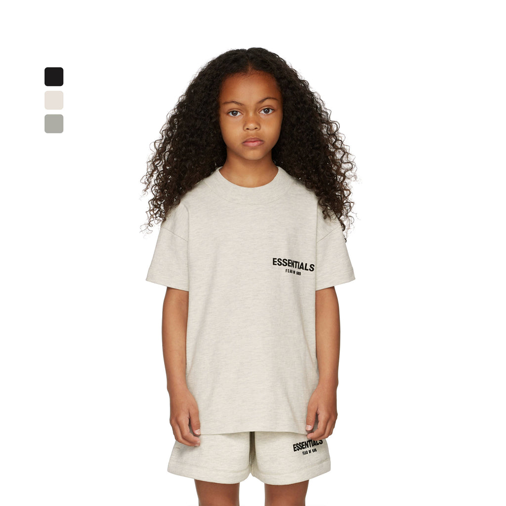 Essentials children's short-sleeved T-shirt 24ss shallow-skinned oatmeal boys and girls summer trendy children's clothing set casual