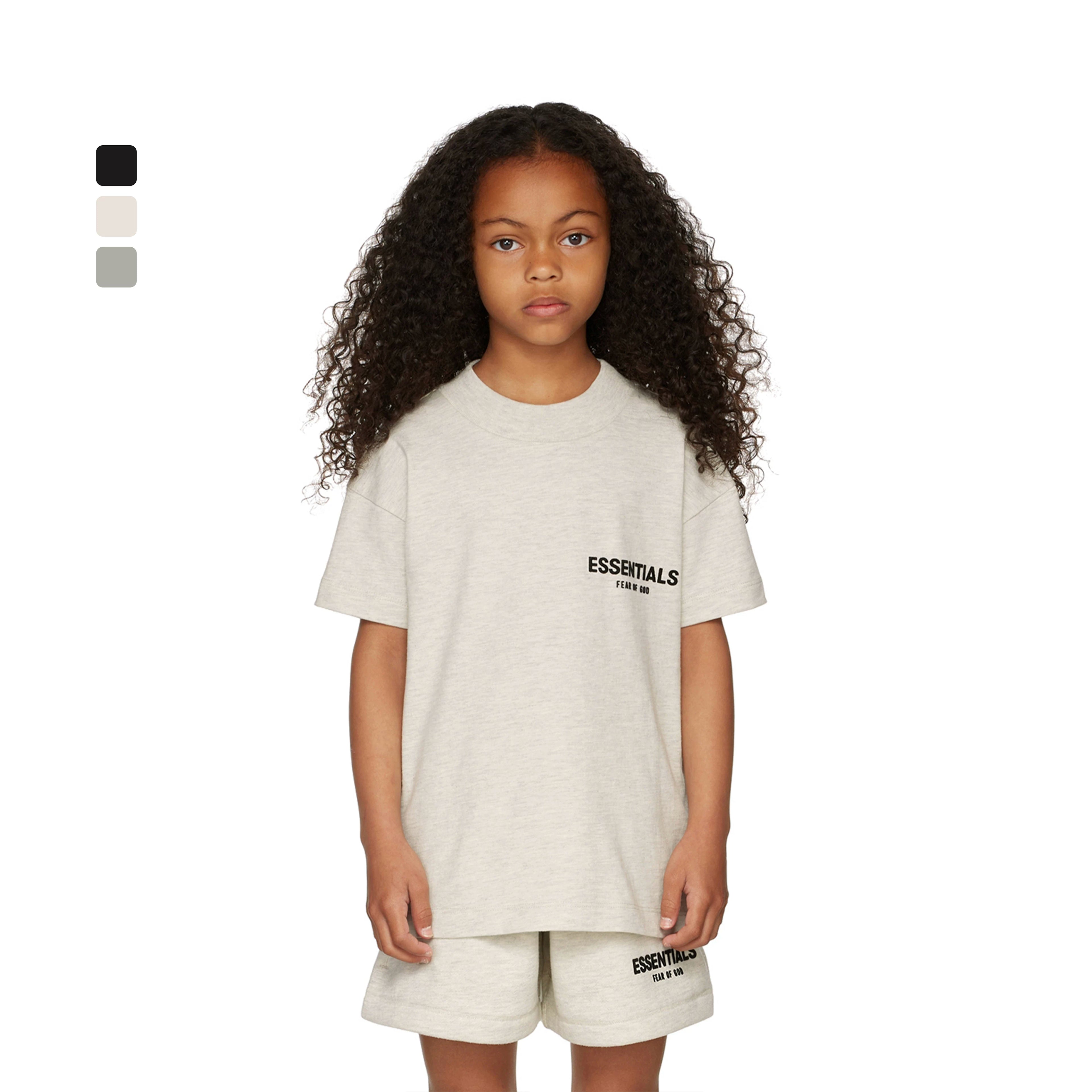 Essentials children's short-sleeved T-shirt 24ss shallow-skinned oatmeal boys and girls summer trendy children's clothing set casual