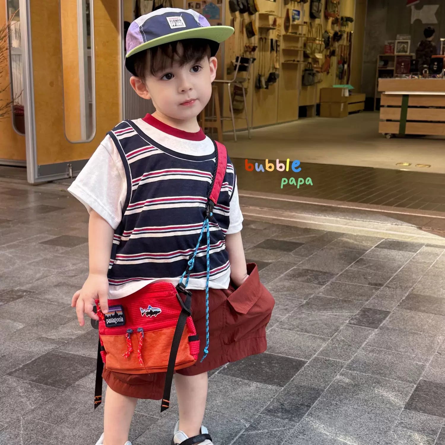 2026 summer new children's vacation two-piece spliced striped short sleeved T-shirt Korean version boys' and children's pocket casual shorts