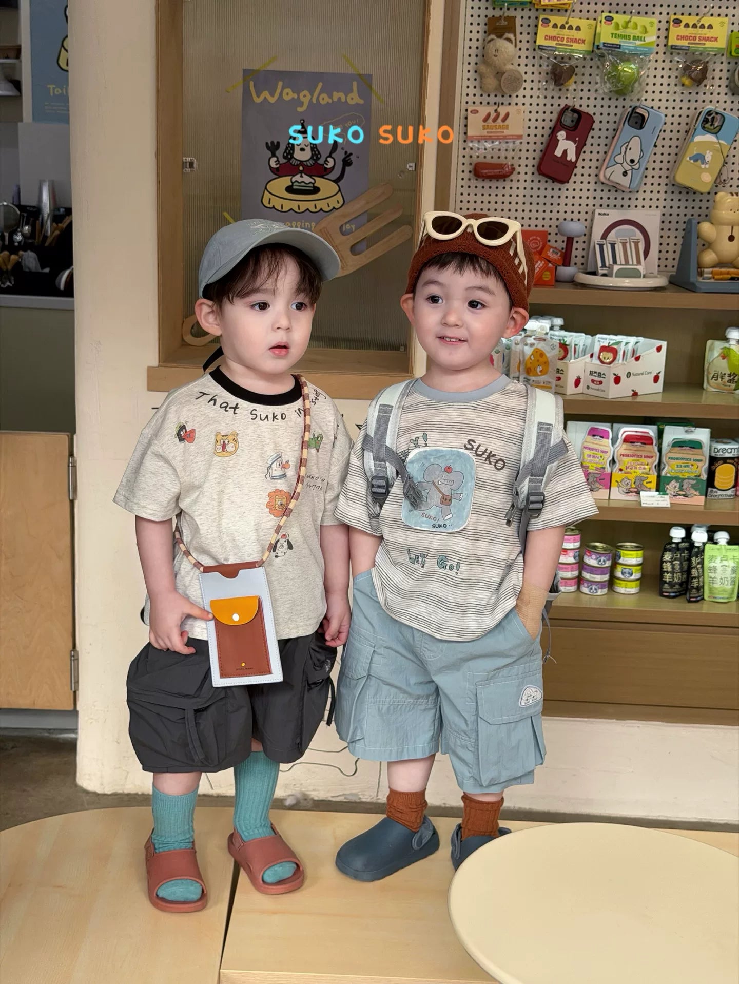 2026 summer new children's clothing for boys and girls, cartoon elephant, loose short sleeved T-shirt, Korean version workwear, casual shorts