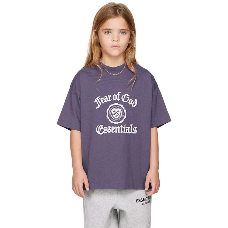 Essentials Children's Short Sleeve 25ss Series Holiday Men's and Women's T-shirts Summer Trendy Brand Children's Clothing Set