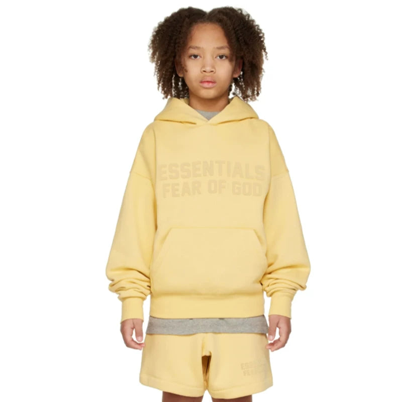 Essentials Children's Hoodie 24ss Haze Blue Tide Brand Loose Hooded and Velvet Set for Boys and Girls