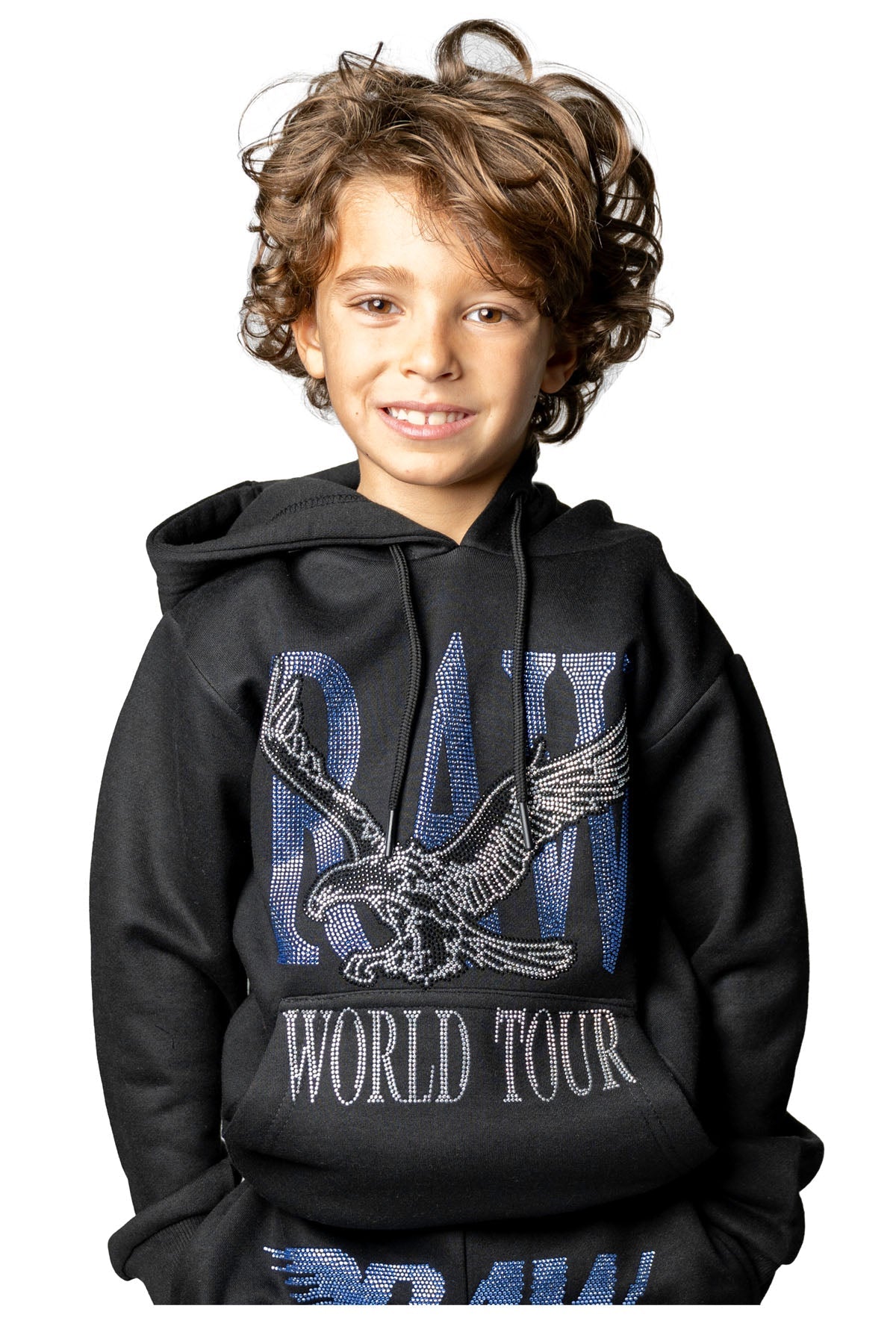 Kids RAW World Tour Light Blue Bling Hoodie
