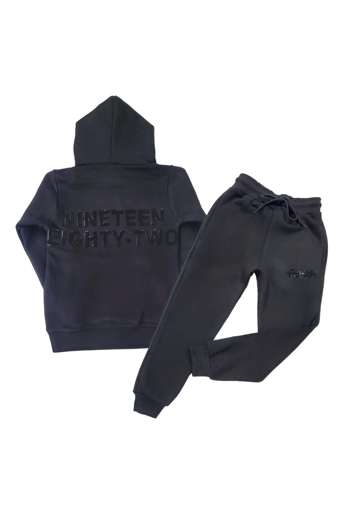 Kids The Original -RAW- Black Silicone Hoodie and Jogger Set